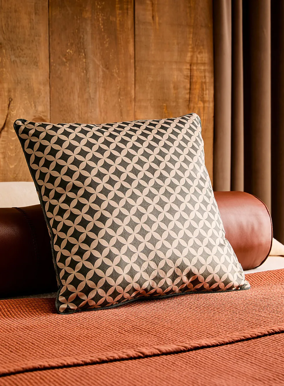Geo mosaic velvet removable-cover cushion