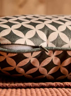 Geo mosaic velvet removable-cover cushion