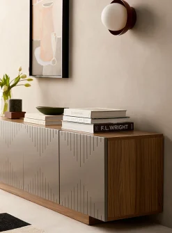 Geometric grooves TV unit