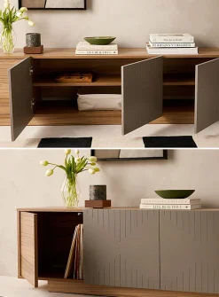 Geometric grooves TV unit