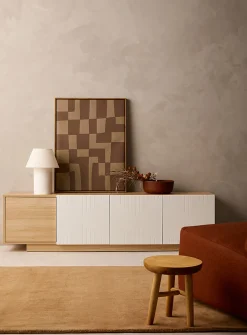 Geometric grooves TV unit