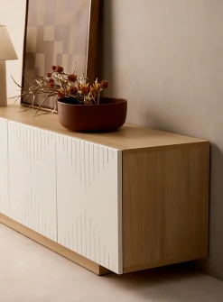 Geometric grooves TV unit