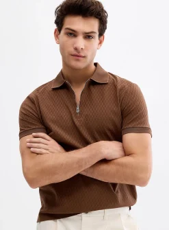 Geometric jacquard polo