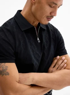 Geometric jacquard polo