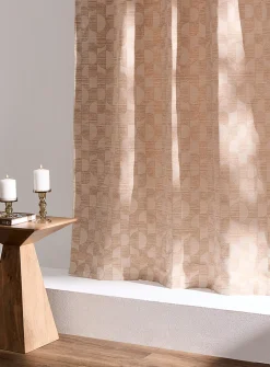 Geometric mosaic chenille knit curtain