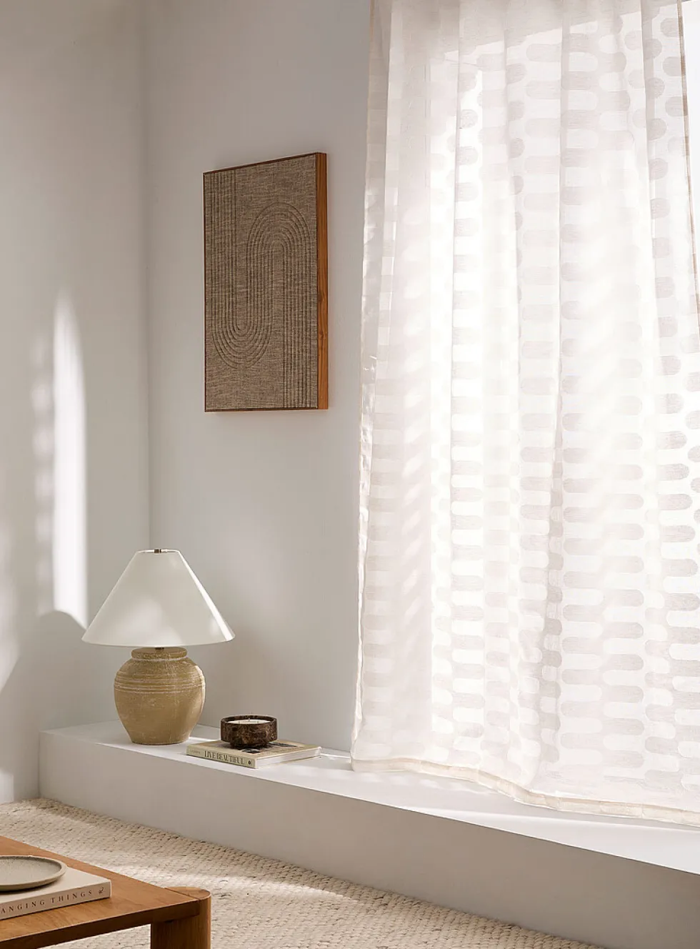 Geometric pattern delicate openwork sheer curtain