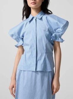 Gexy puff-sleeve striped shirt