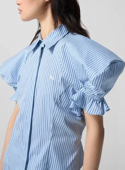 Gexy puff-sleeve striped shirt