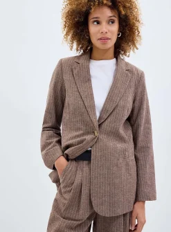 Ginevra pinstriped cappuccino blazer