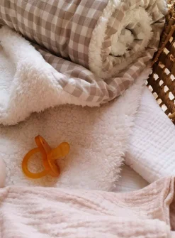 Gingham and high pile fleece baby blanket