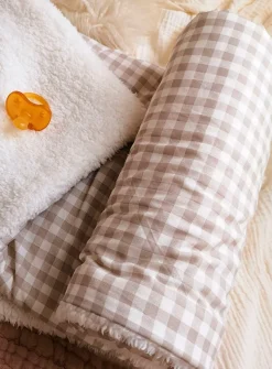 Gingham and high pile fleece baby blanket