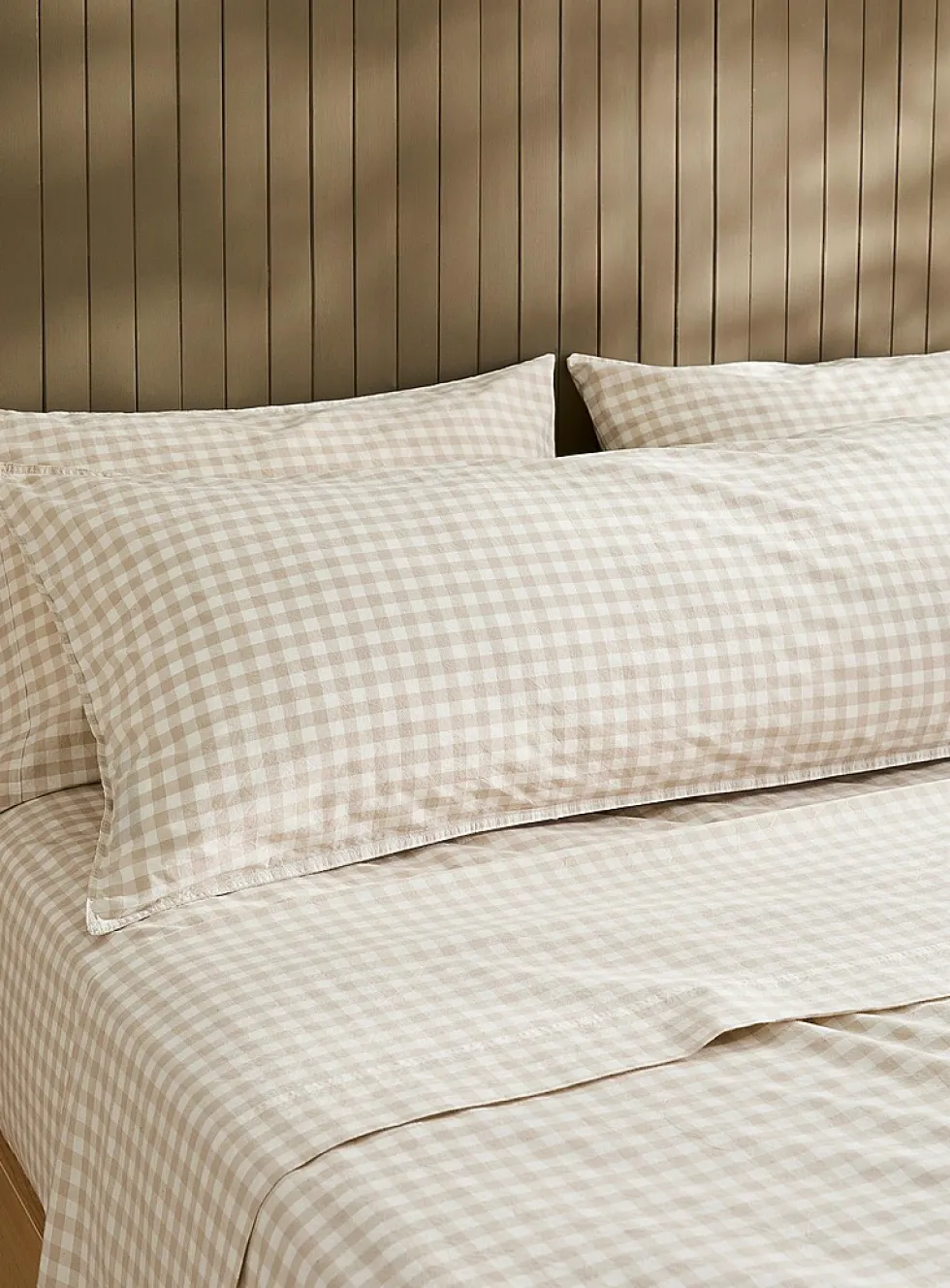 Gingham body pillow sham