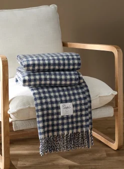 Gingham check faux-mohair throw