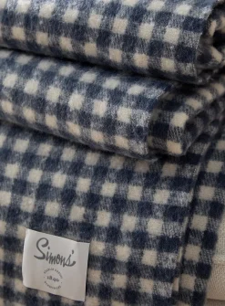 Gingham check faux-mohair throw