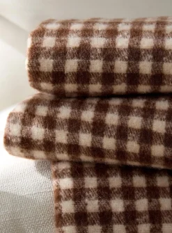 Gingham check faux-mohair throw