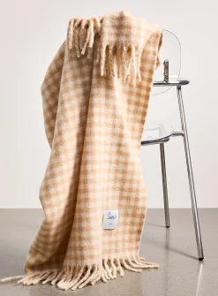 Gingham check faux-mohair throw
