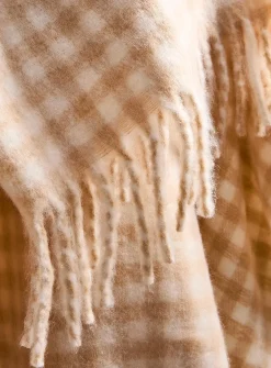 Gingham check faux-mohair throw