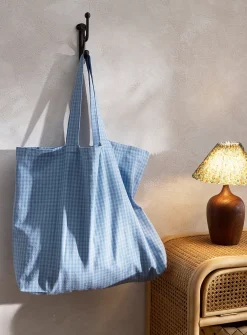 Gingham check shopping bag