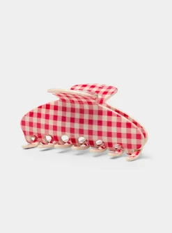 Gingham half-moon clip