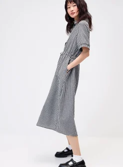 Gingham maxi shirtdress