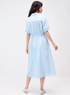 Gingham maxi shirtdress