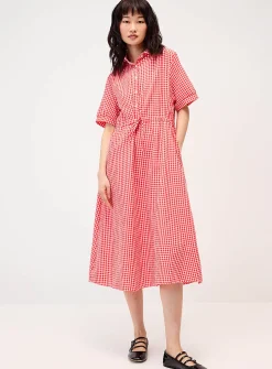 Gingham maxi shirtdress