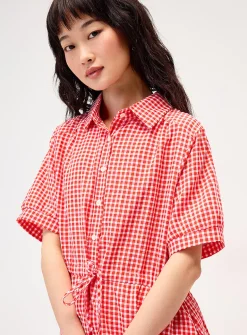 Gingham maxi shirtdress