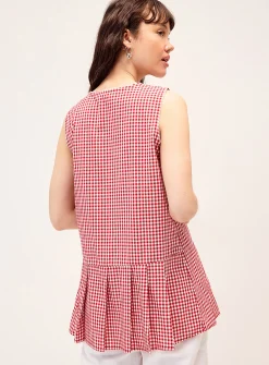 Gingham pattern button-up tunic