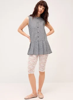 Gingham pattern button-up tunic
