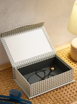 Gingham pattern small jewellery box