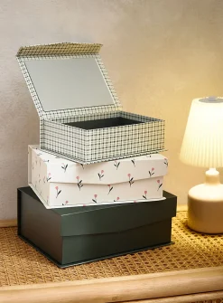 Gingham pattern small jewellery box