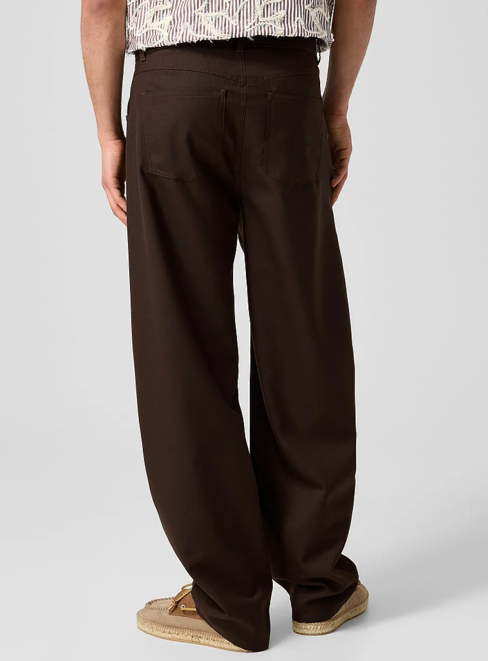 Gino brown twill barrel-leg pant