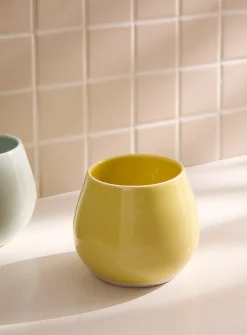 Glazed ceramic wine glass