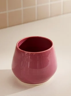 Glazed ceramic wine glass