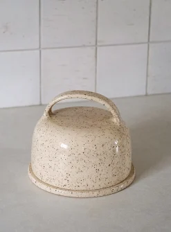 Glazed stoneware butter dish