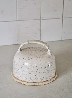 Glazed stoneware butter dish