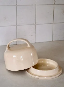 Glazed stoneware butter dish