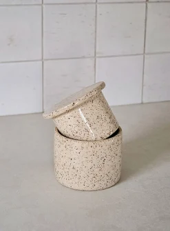 Glazed stoneware French butter dish
