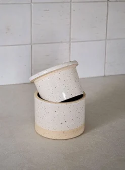 Glazed stoneware French butter dish