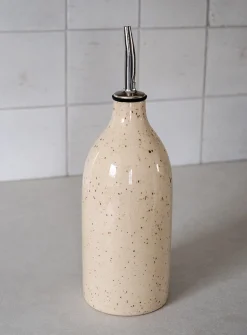 Glazed stoneware oil bottle