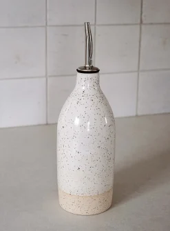 Glazed stoneware oil bottle
