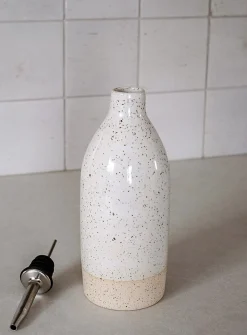 Glazed stoneware oil bottle