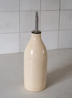 Glazed stoneware oil bottle