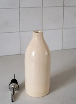 Glazed stoneware oil bottle