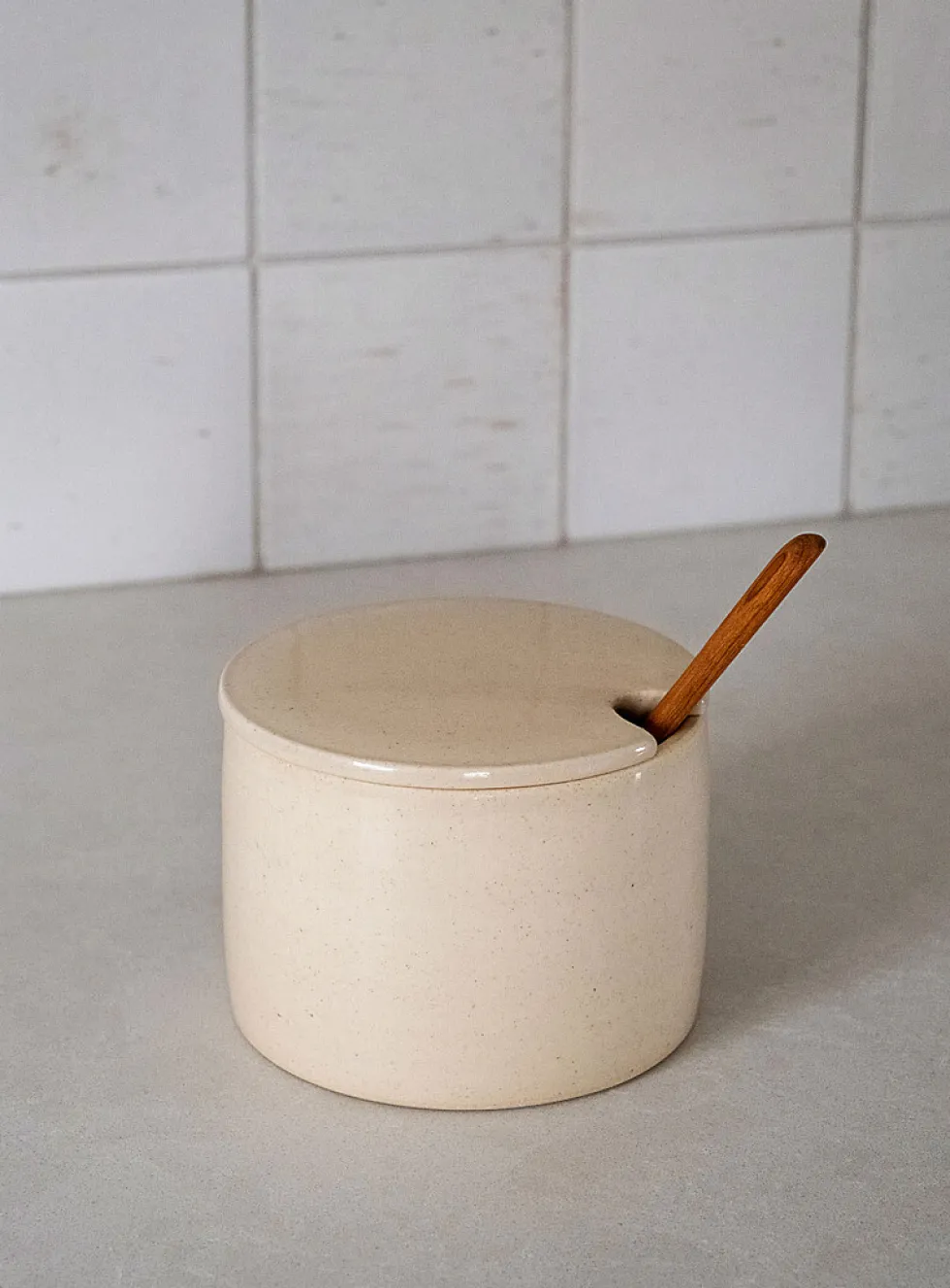 Glazed stoneware salt pinch bowl