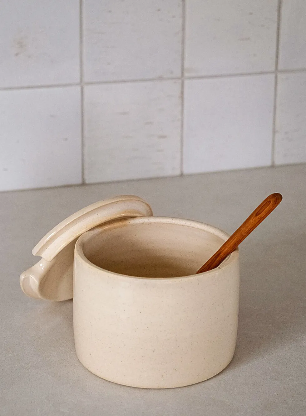 Glazed stoneware salt pinch bowl