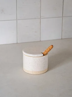 Glazed stoneware salt pinch bowl
