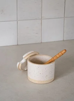 Glazed stoneware salt pinch bowl