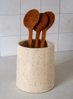 Glazed stoneware utensil pot
