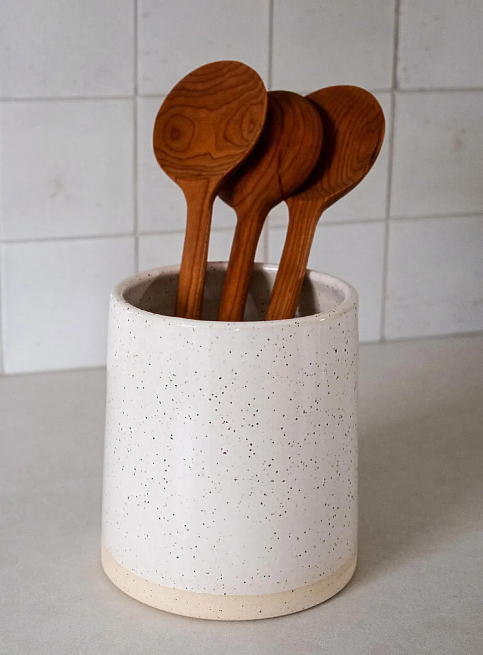 Glazed stoneware utensil pot